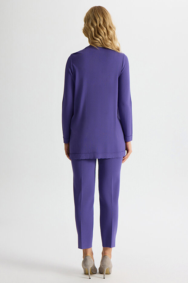 Dar Paça Basic Triko Pantolon Mor - 3