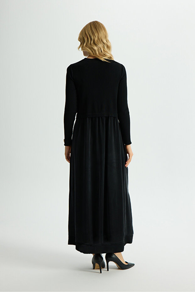 Triko Cupro Elbise Siyah - 3