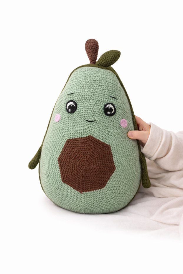 Handmade Amigurumi Avocado Plush Toy – Cute Baby & Child Sleeping Companion