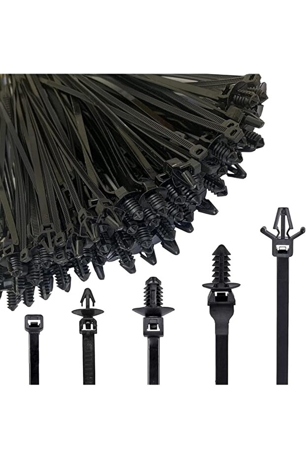 160Pcs Universal Nylon Push Mount Cable Zip Tie, Self Locking Strap, Heavy Duty UV Resistant, 5 Most
