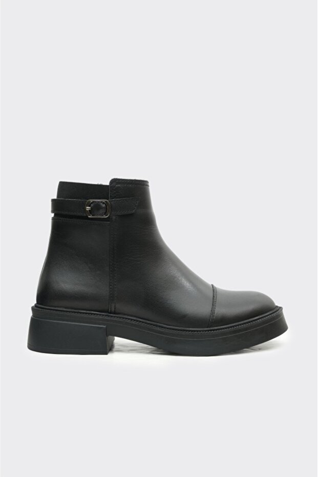 Hakiki Deri Fermuarlı Kadın Bot - 1