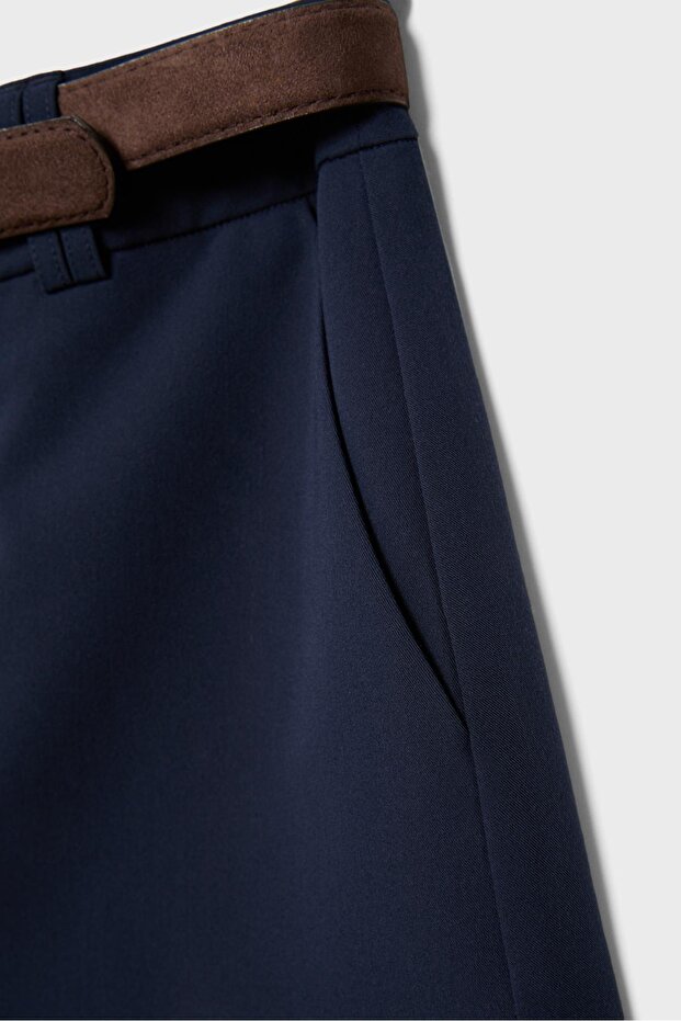 Kemerli mini şort etek - 8