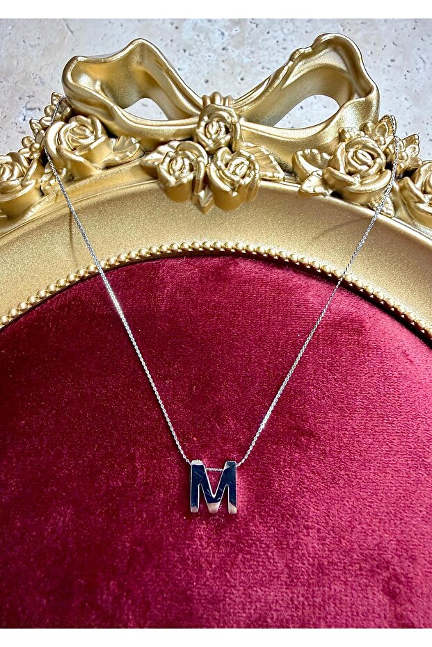 Silver Color m Letter Necklace
