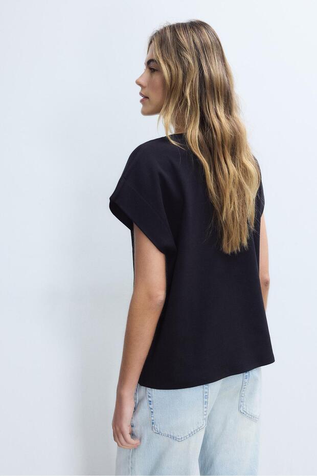 B06 Düşük omuz basic t-shirt - 5