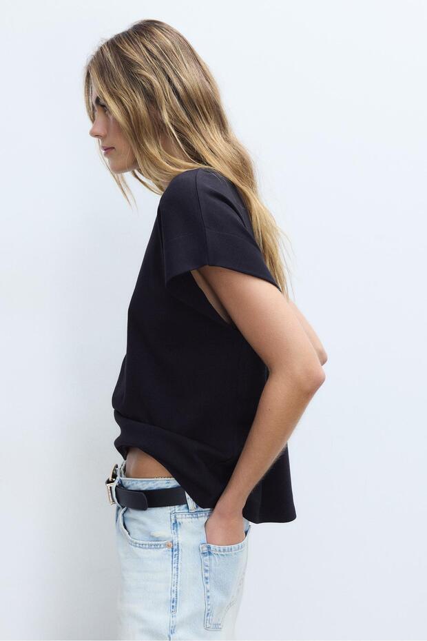 B06 Düşük omuz basic t-shirt - 4