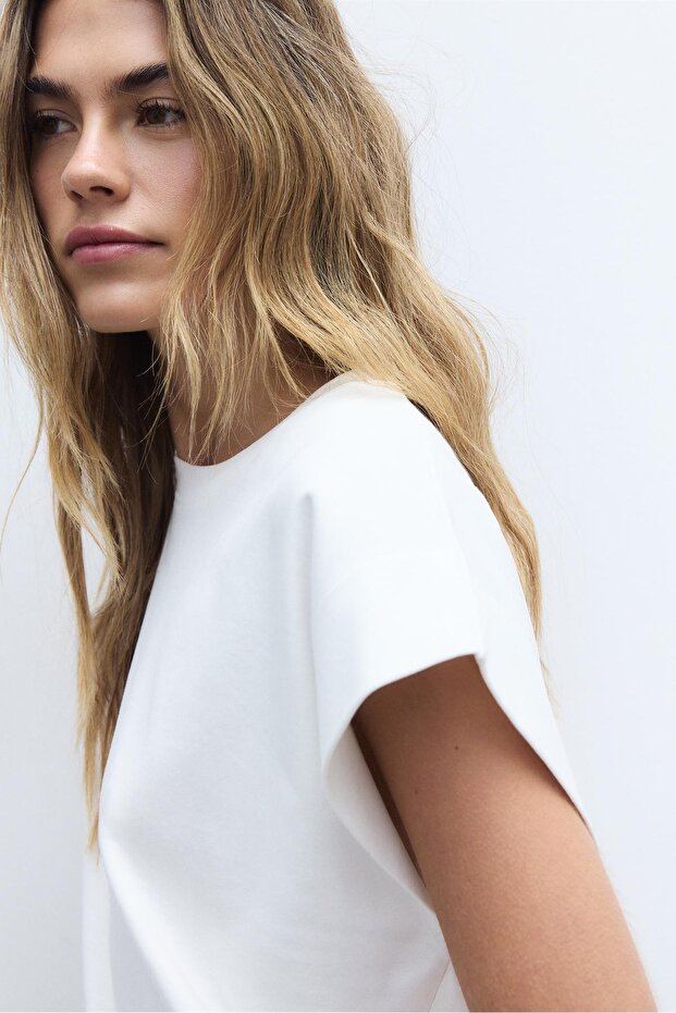 B06 Düşük omuz basic t-shirt - 3