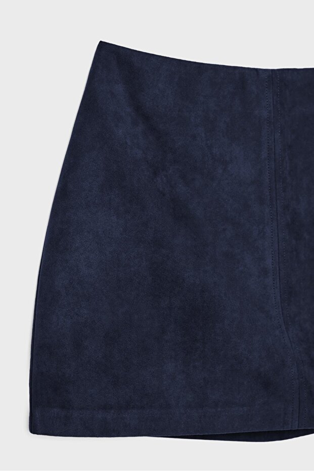 Suni süet mini şort etek - 8