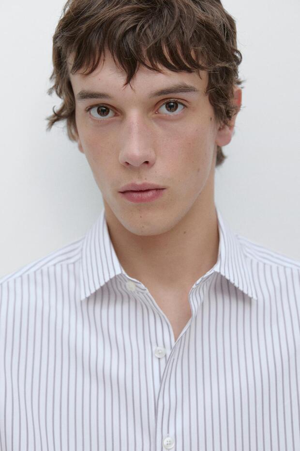 Regular fit çizgili gömlek - 4