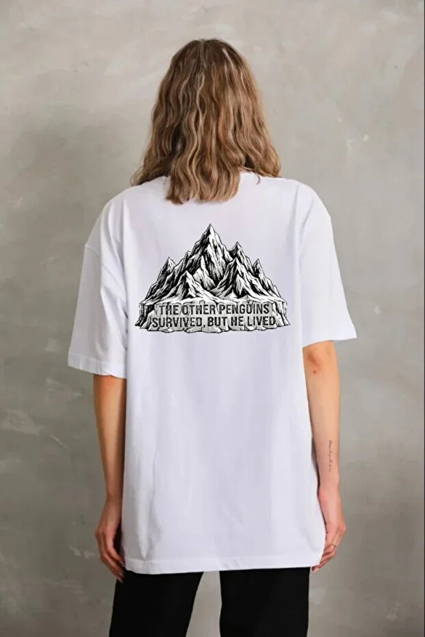 Nihilist Penguin Themed Oversize Crew Neck T-Shirt - White