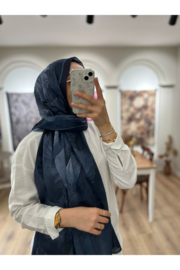 شال كراش بنمط بوهيمي - أزرق داكن - 2