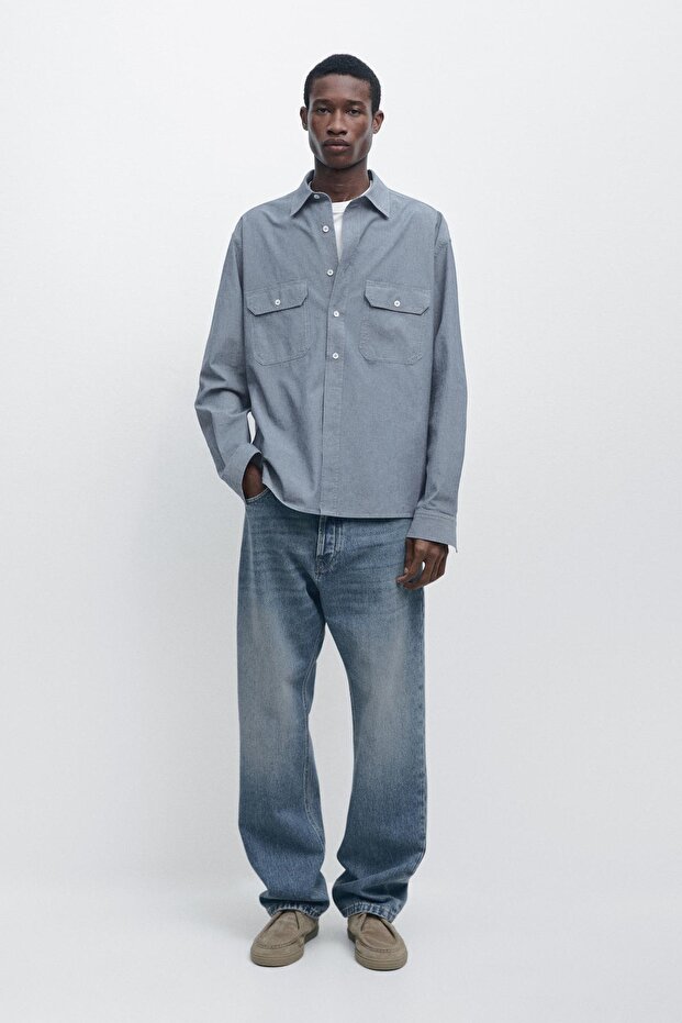 Cepli denim gömlek - 1