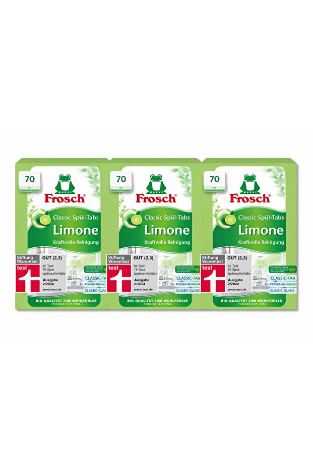 Classic Green Lemon Dishwasher Tablets – 70 Pieces X 3 Packs, Soda Power, Vegan