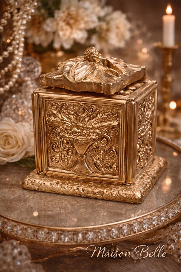 Maison Belle Silver Embellished Decorative Box with Lid – Classic and Stylish Jewelry and Memory Box