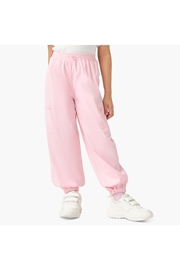 بنطال رياضي سادة مع رباط إغلاق وجيوب - 1