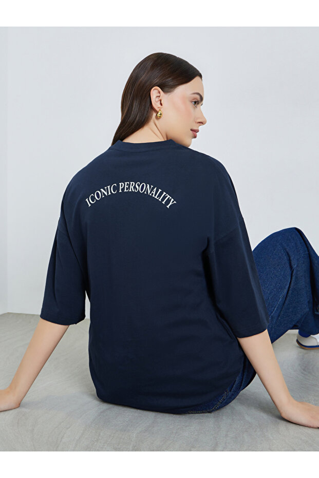 Women Oversized Cotton Round Neck T-Shirt