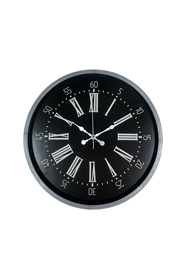 ساعة حائط رمادية مزخرفة مقاس 36 سم - 4