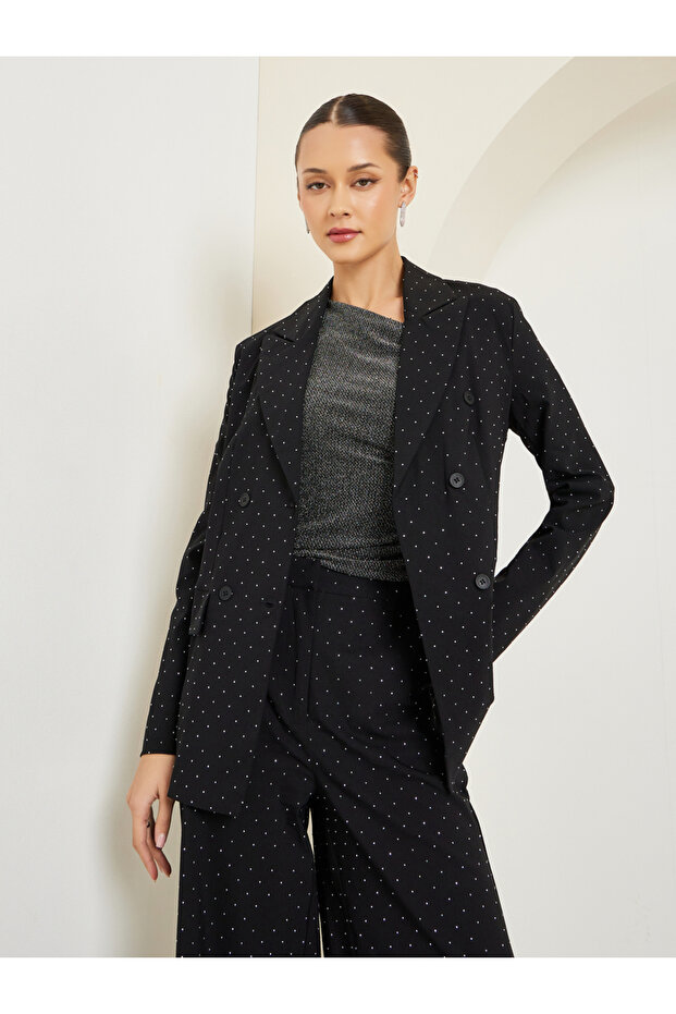 Black Regular Fit Embellished Blazer