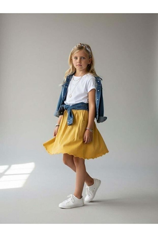 Girl's Elastic Waist Pleated Summer Skirt