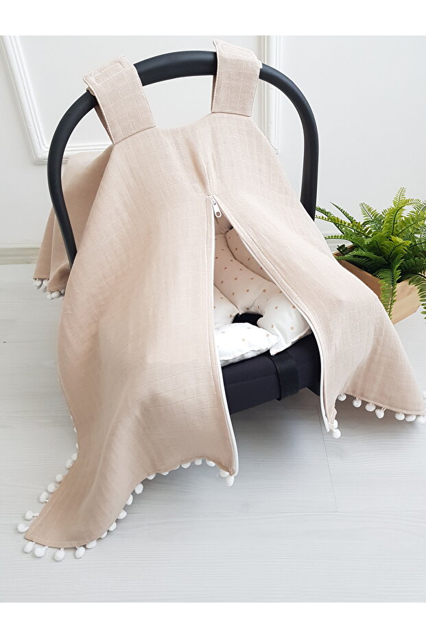 Stroller Cover and Cushion Muslin with Zipper 100% Cotton 75X100 cm