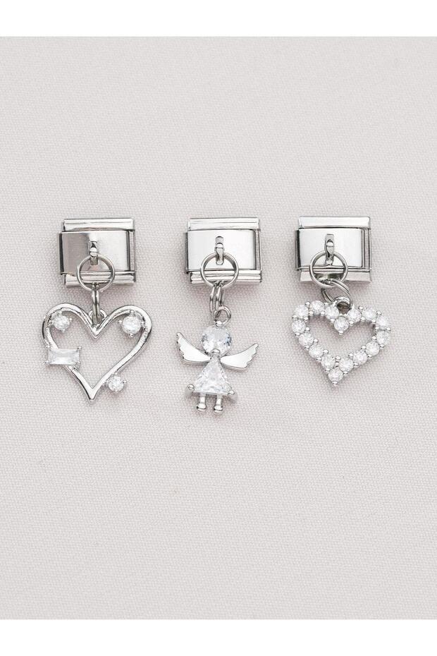 Triple stone figure series steel italian charm combination