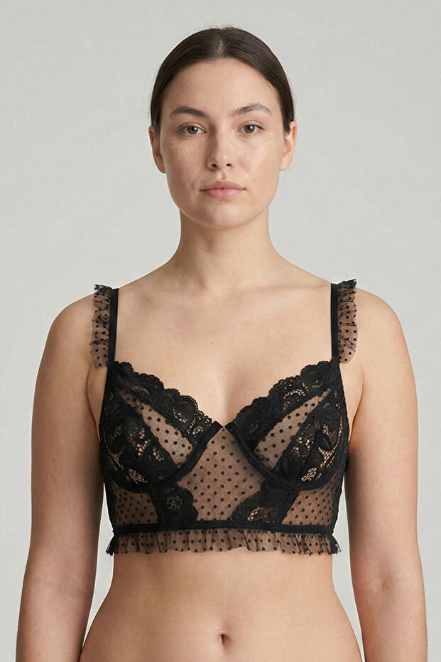 حمالة صدر Bralette من الدانتيل الأسود قابلة للتعديل