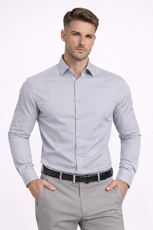 Slimfit Dar Kwlıp Uzunkol Cotton Satin Set with Gift Box Note: (Nylon Is Not Shiny Satin)