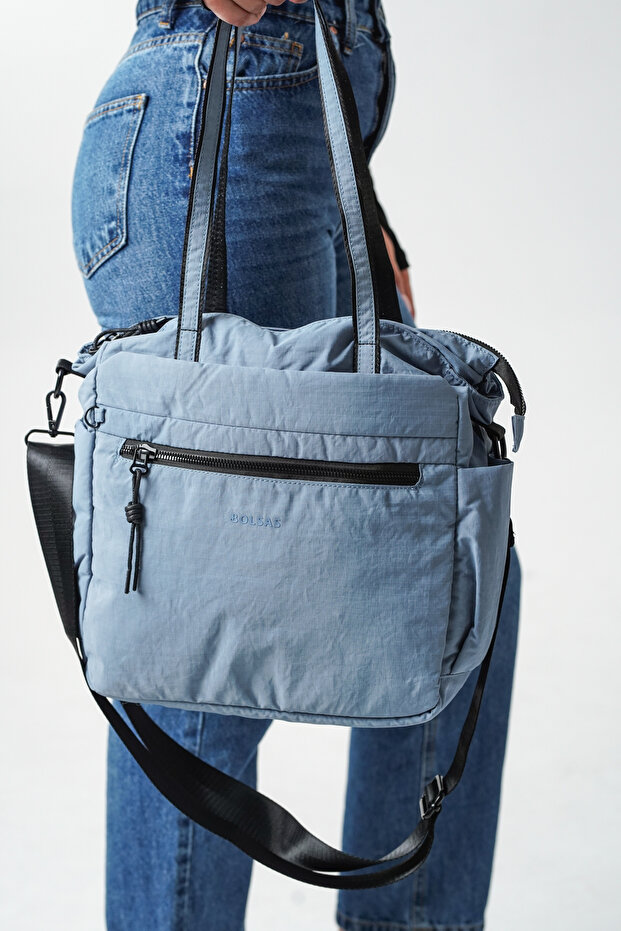 Galivisa Blue Women's Multi-Compartment Waterproof Crinkle Daily Crossbody and Shoulder Bag