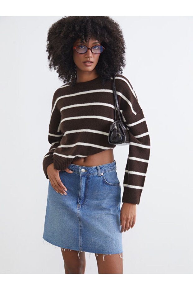 Zero Roba Collar Striped Loose-Fit Women's Knitwear Sweater from Uzg Store for Style Enthusiasts