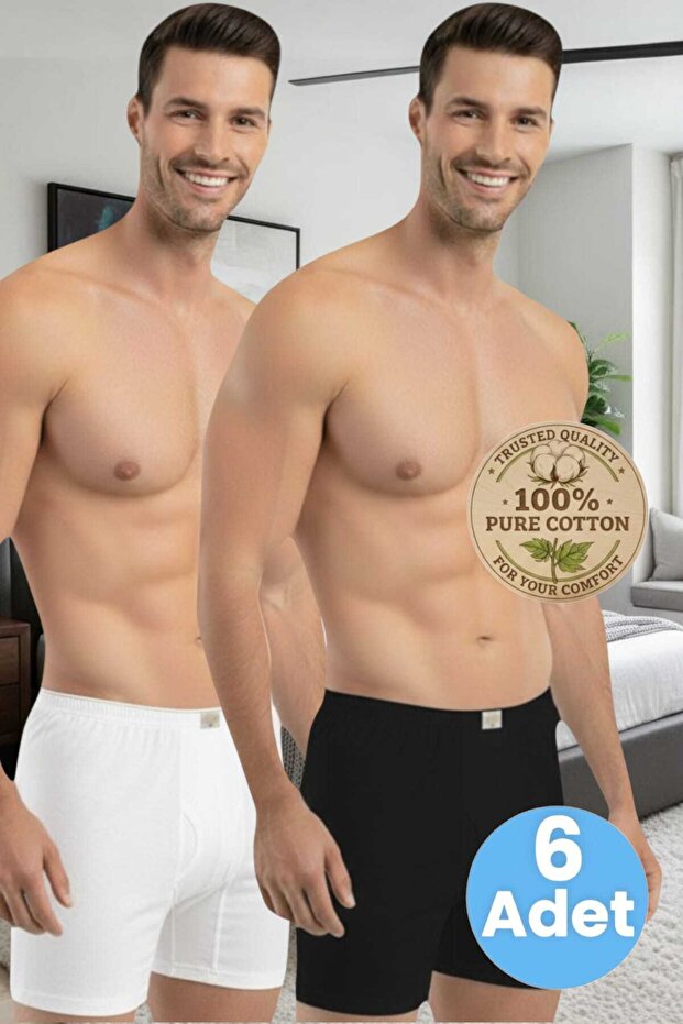 Men's 100% Cotton 6-Piece Single Jersey Fabric Combed Cotton Boxer Shorts