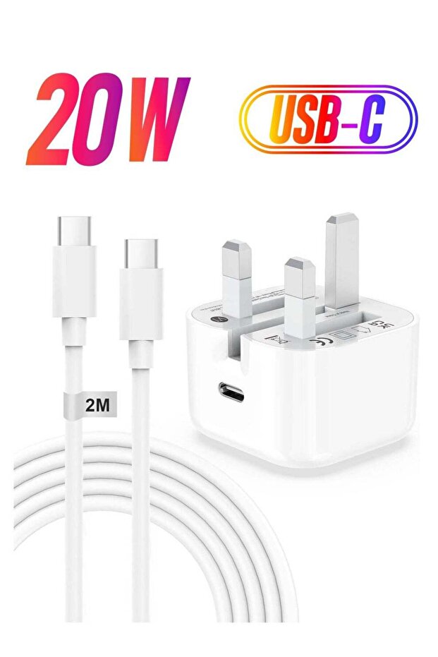 iPhone 15,15 Pro,15 Pro Max iPhone Plug and 2M Cable, 20W C-C Fast Charger Plug