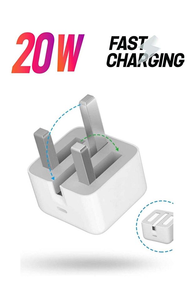 20W Foldable Fast Charging Wall Adapter Compatible with iPhone 12 Pro Max/11 Pro Max/SE, iPad