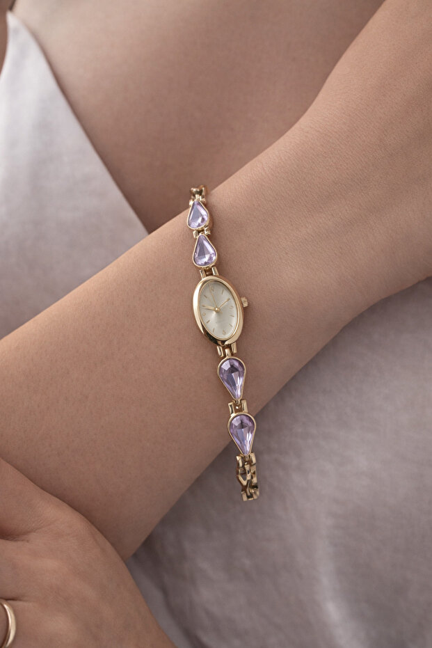 Watch with Stones Inlaced on the Band