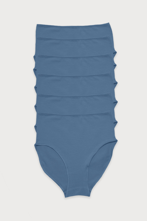 Women's Blue 6-Pack Modal High Waist Slip Panties 1955