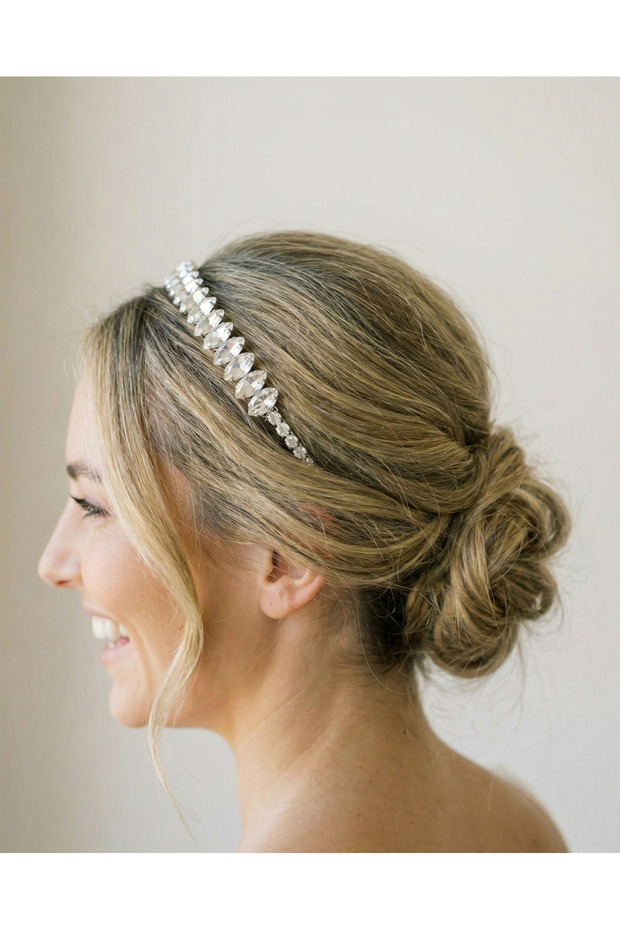 Pearl and Crystal Stone Bridal Crown Hairband