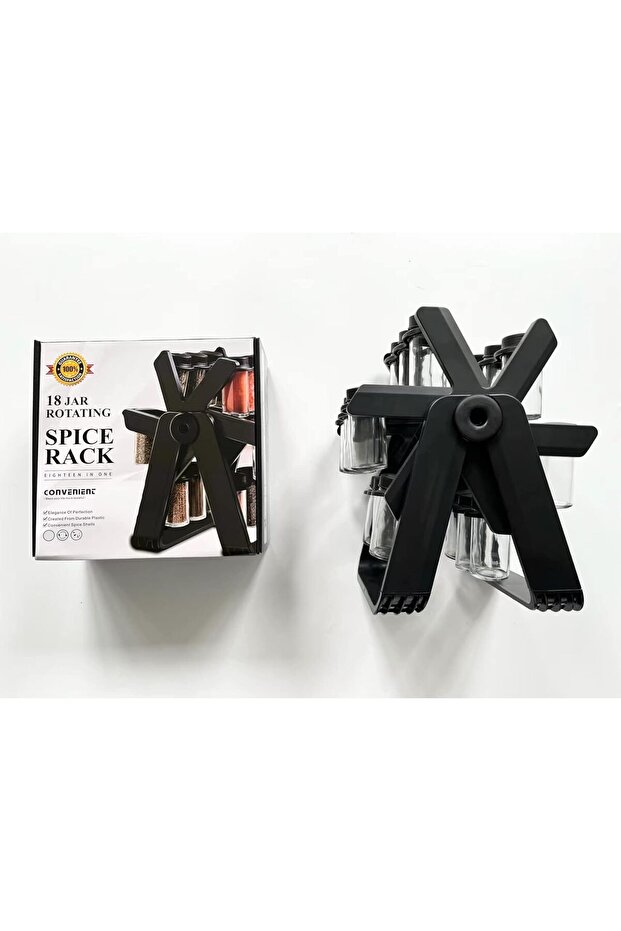 طقم رفوف على شكل عجلة دوارة مع 18 مرطبانًا - 3