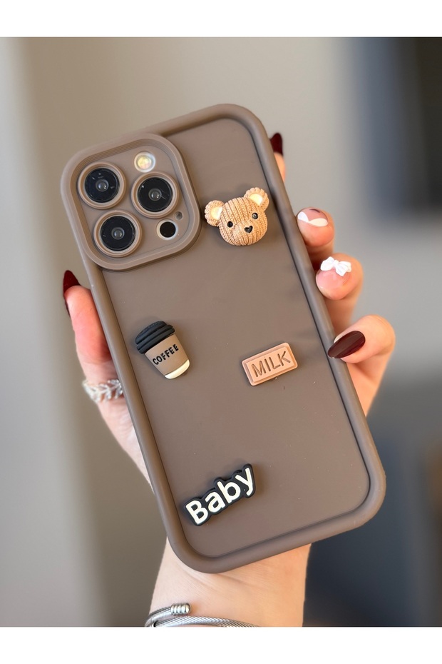 iPhone 14 Pro Max 3D Decorated Brown Shockproof Case