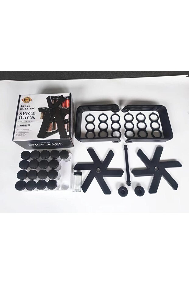 طقم رفوف على شكل عجلة دوارة مع 18 مرطبانًا - 2