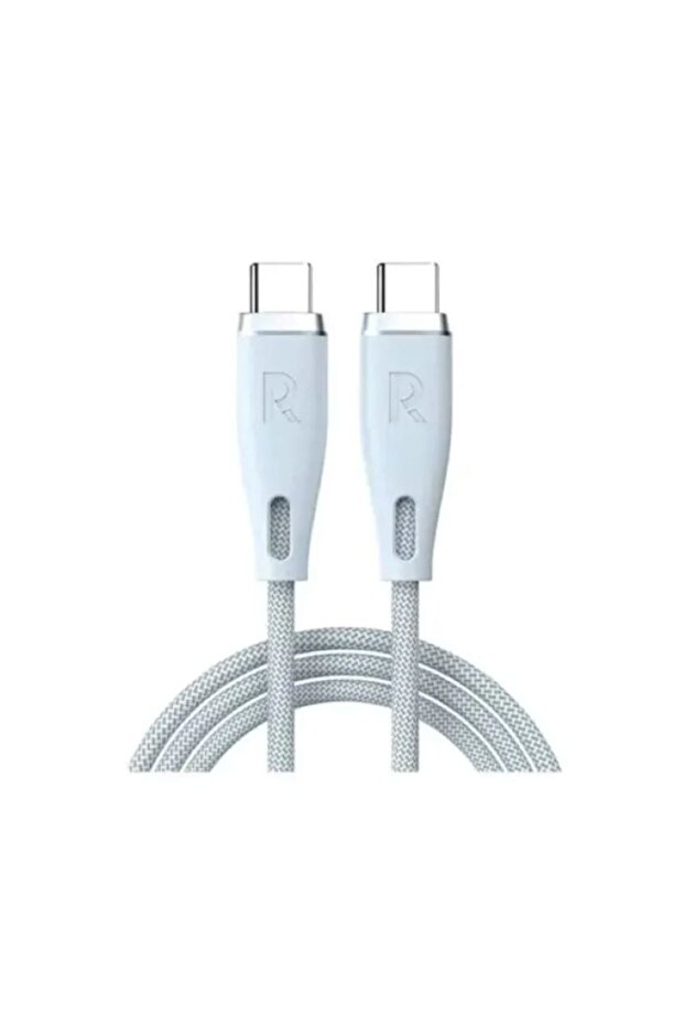سلك شاحن راف باور usb-c قماش ازرق (سماوي) 1.2م