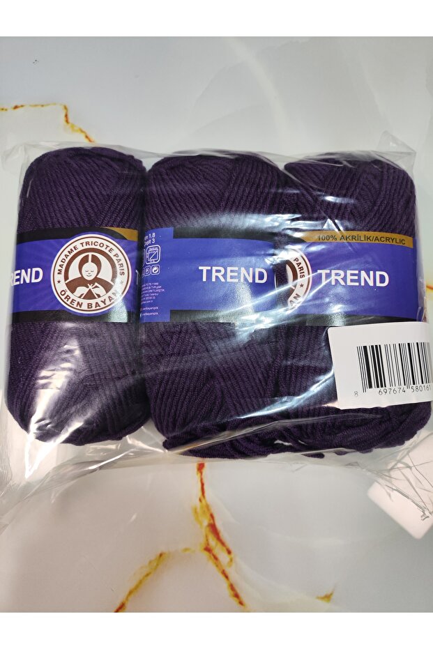 Trend Purple Hand Knitting Yarn (3 Pieces) - Color: 060