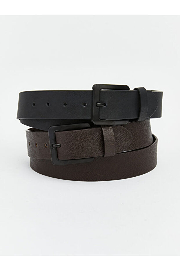 Esvab • Modern & Distinctive Leather-Look Men's Belt Set of 2