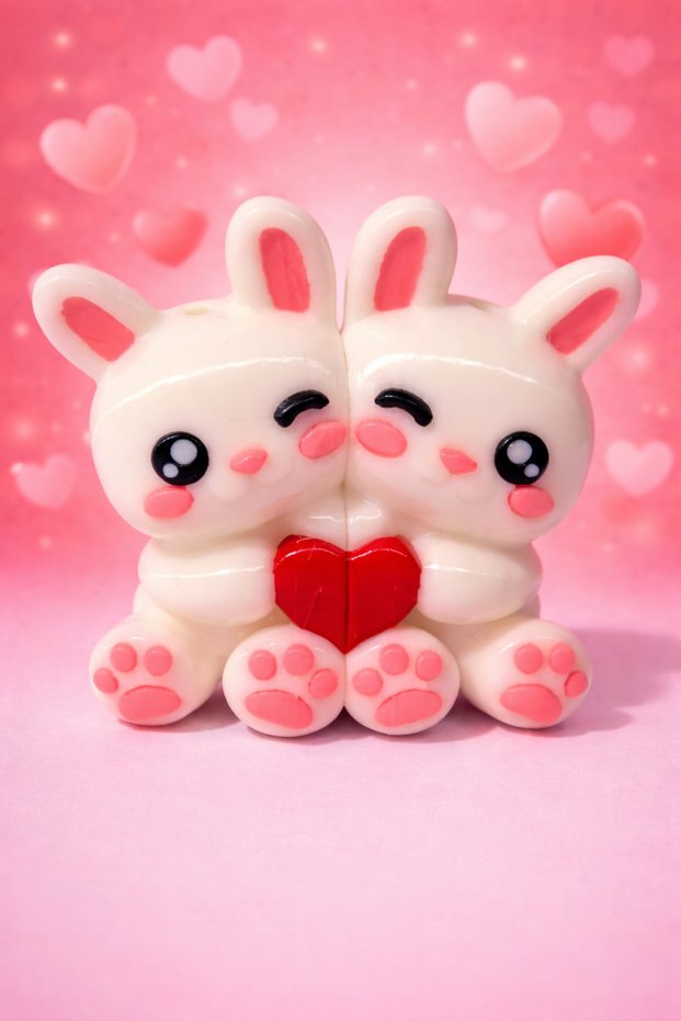 Magnetic Rabbit Lover & Friend Keychain - Set of 2 Keychain Bag Ornaments