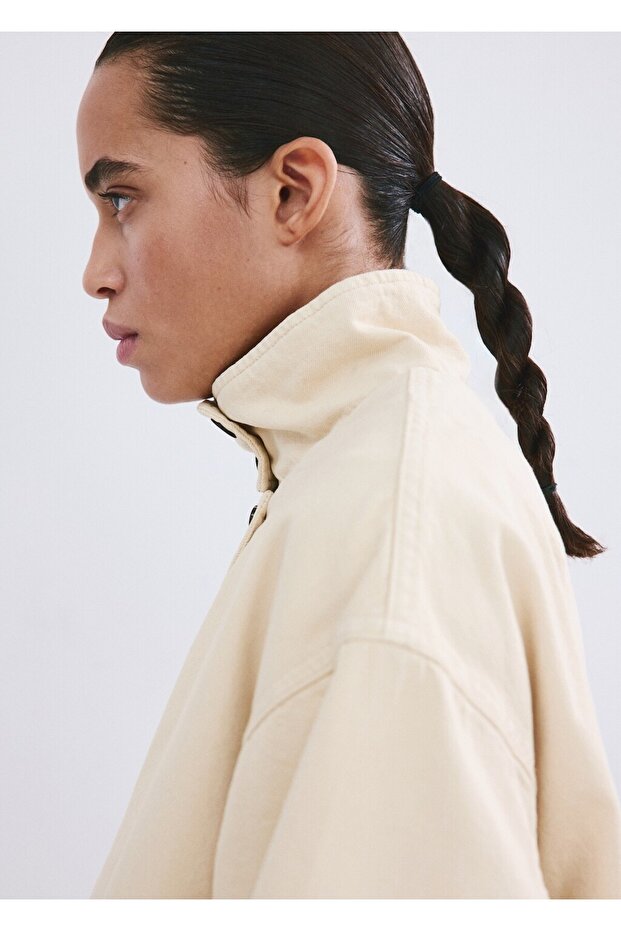 Yüksek yakalı denim parka - 6