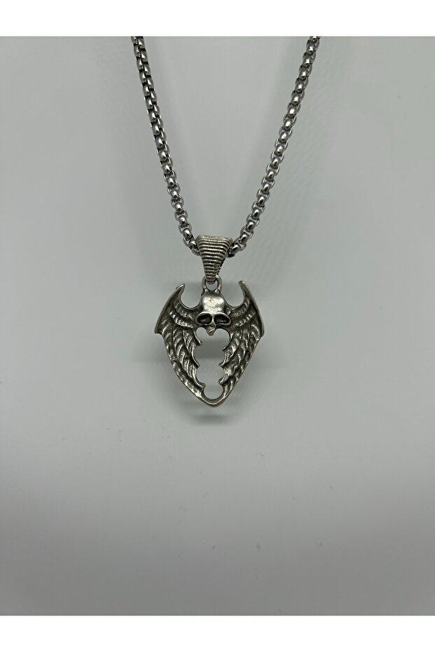 NIGHTWING – Kanatlı Kurukafa Figürlü Çelik Kolye - 3