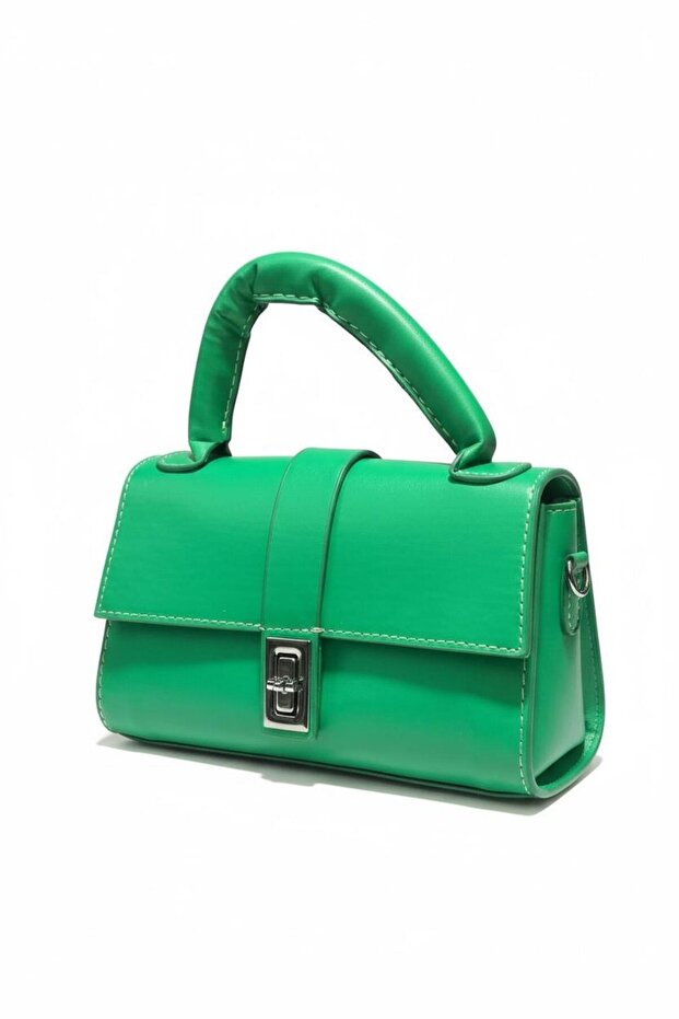 Grace Green Elegant and Stylish Hand and Shoulder Bag with Gold Accessories