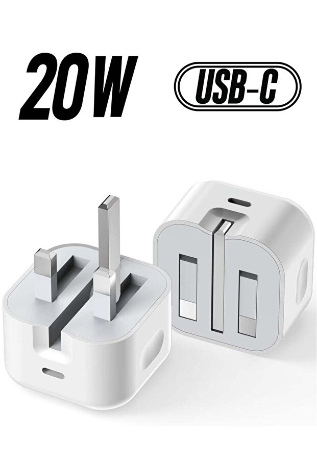20W USB-C Fast Charger Plug – Compact Wall Adapter for iPhone, Samsung, iPad, and More, UK-Compatib