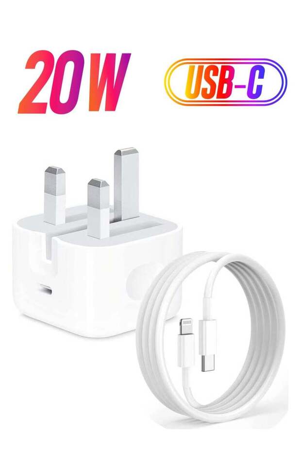 iPhone 20W Fast Charger | USB-C Wall Fast Charging Adapter with 1m USB-C to Lightning Cable | Compa