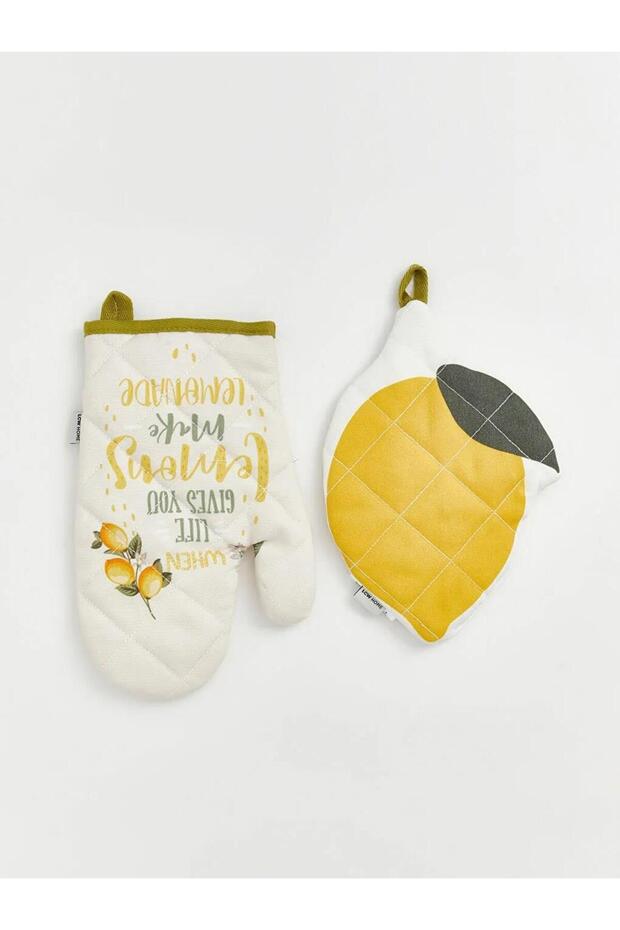 Lemon Printed Oven Gloves and Handles (S6)