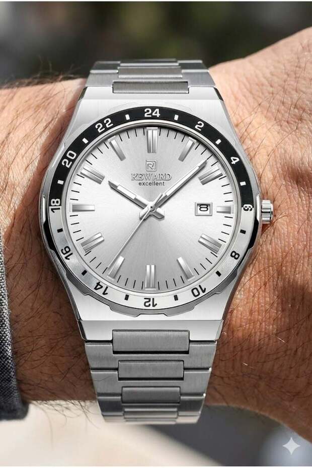 Modern Men's Wristwatch | 42mm Steel Case, Steel Band, 5Atm