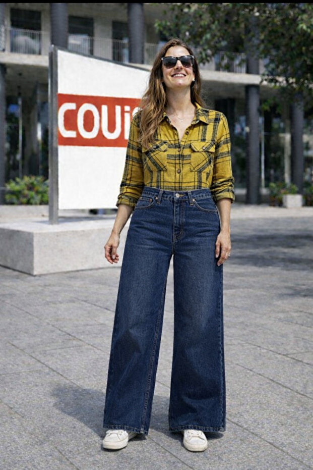 high waist wide-leg non-lycra