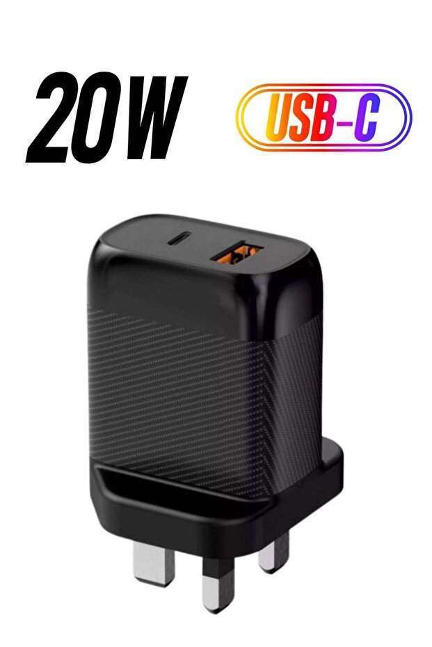 Fast Wall Charger with Dual Ports (PD + USB) for Quick Charging, 20W Power, Model BC202, Bra
